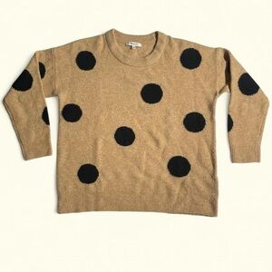 Madewell Polka Dot Sweater Camel Black Cozy Knit French Girl Chic S Wool Blend